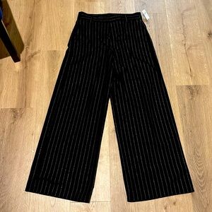 Gap wide leg pants with silver pinstripes size 10 ,